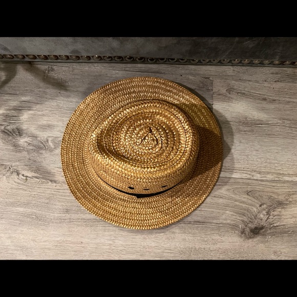 Straw boating hat with black band--SUMMER SALE!!!! - Picture 3 of 3
